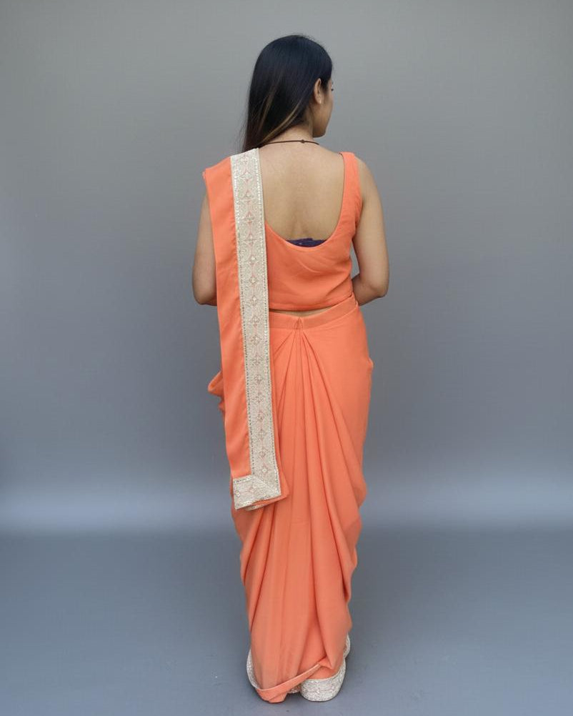 Peach Dual-Drape Double-Sided Saree