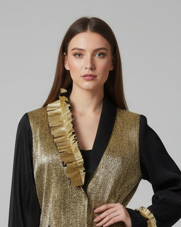 Midnight metallic Golden Shimmer Panel Blazer