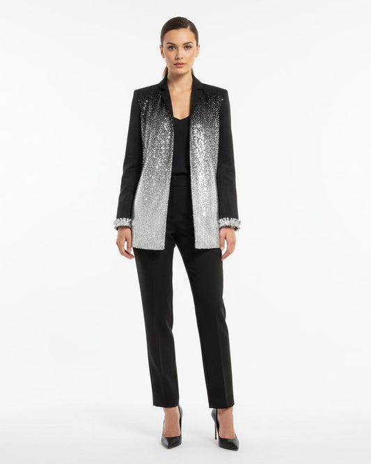 Midnight  metallic Silver Shimmer Panel Blazer