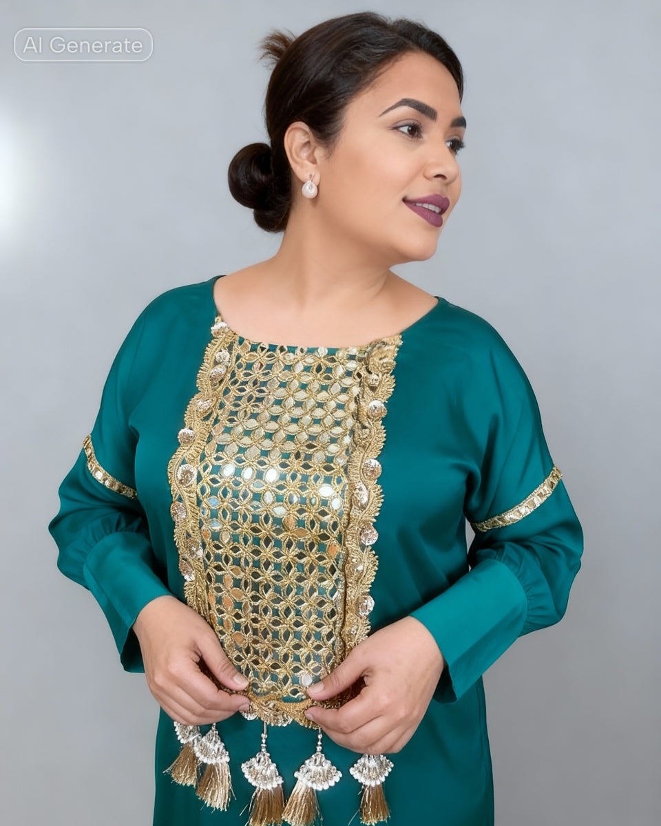 Emerald Gold Embellished Kurta Set