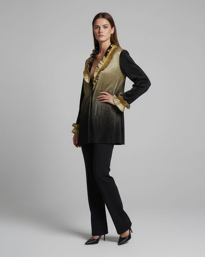 Midnight  metallic Golden Shimmer Panel Blazer