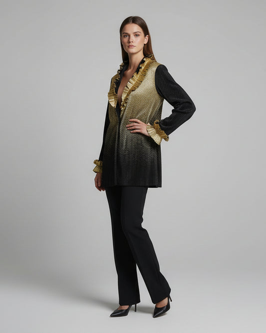 Midnight  metallic Golden Shimmer Panel Blazer